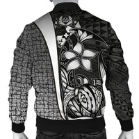 Tonga Micronesia Men's Bomber Jackets White - Turtle With Hook - Polynesian Pride