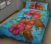 Hawaii Quilt Bed Set - Ocean Hibiscus Quilt Bed Set - Polynesian Pride