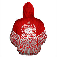 Samoa Polynesian Zip up Hoodie Red Pride Map and Seal - Polynesian Pride