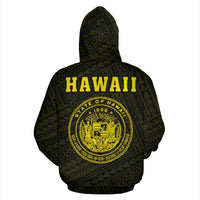 Polynesian Kakau Seal of Hawaii Hoodie Yellow - Polynesian Pride