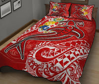 Tonga Quilt Bed Set - Red Shark Polynesian Tattoo - Polynesian Pride