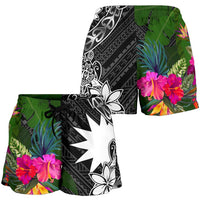 Nauru Women Shorts - Turtle Plumeria Banana Leaf - Polynesian Pride