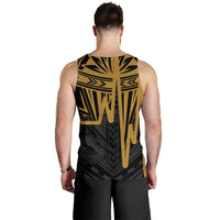 American Samoa Men's Tank Top - Seal With Polynesian Pattern Heartbeat Style (Gold) - Polynesian Pride