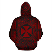 Wallis nd Futuna ll Over Hoodie Wallis nd Futuna Coat of rms Polynesian Red Black - Polynesian Pride