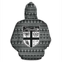 Fiji Polynesian Zip up Hoodie Tapa Pattern Rugby Ball - Polynesian Pride
