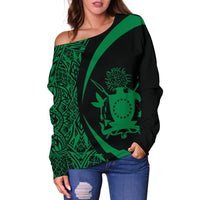 Cook Islands Women's Off Shoulder Sweater - Circle Style 05 - Polynesian Pride