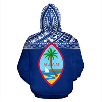 Guam Polynesian All Over Hoodie Blue Horizontal Style - Polynesian Pride