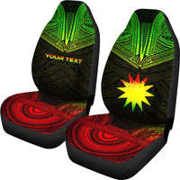 Nauru Custom Personalised Car Seat Cover - Nauru FLag Polynesian Chief Tattoo Reggae Version - Polynesian Pride