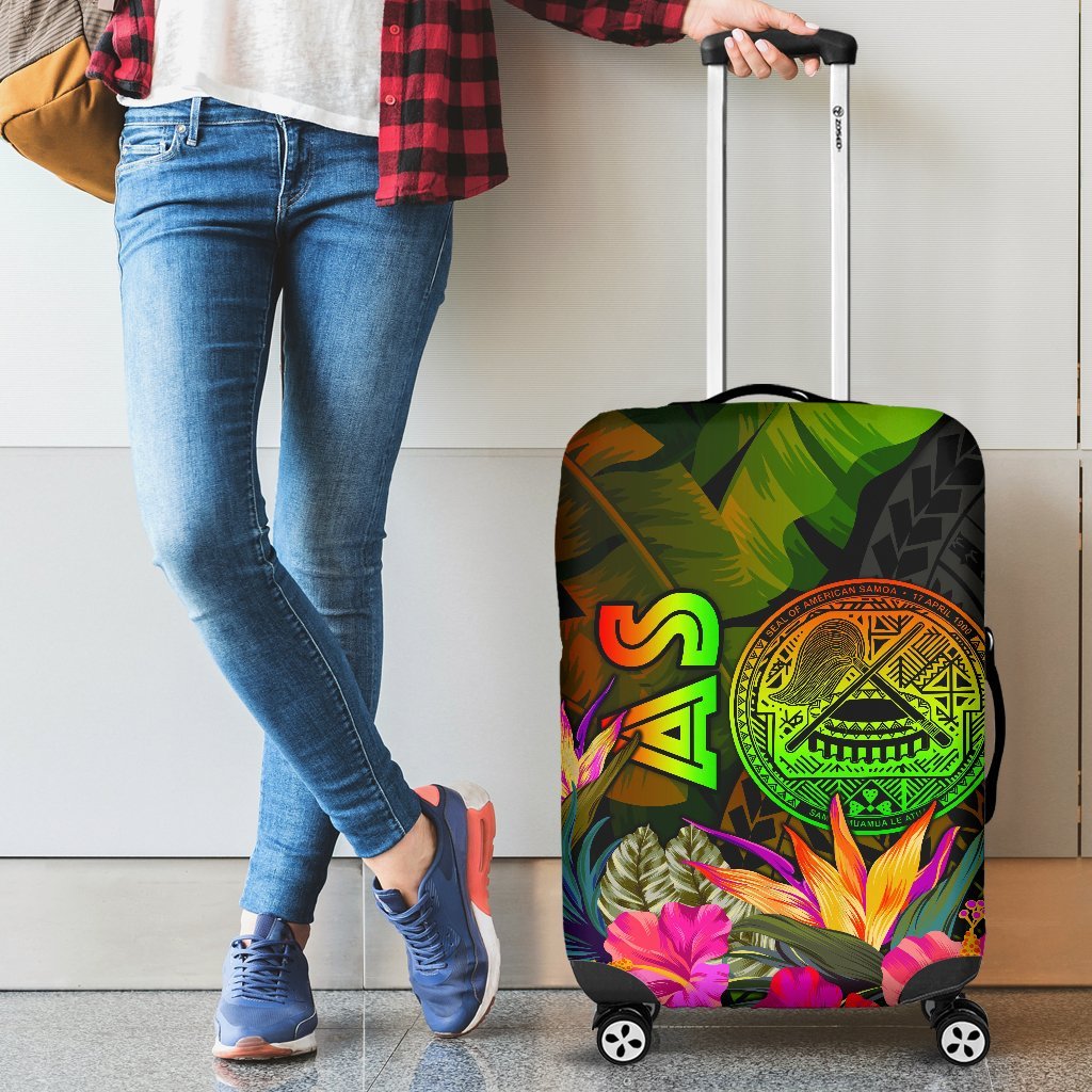 American Samoa Polynesian Luggage Covers - Hibiscus and Banana Leaves Reggae - Polynesian Pride