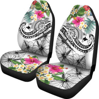 Papua New Guinea Polynesian Car Seat Covers - Summer Plumeria (White) - Polynesian Pride