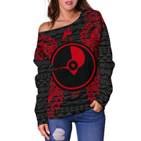 Yap Polynesian Shoulder Sweater Map Red - Polynesian Pride