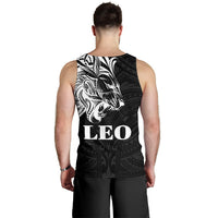 Sun In Leo Zodiac Men Tank Top Polynesian Tattoo Simple - White - Polynesian Pride
