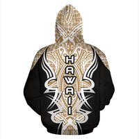 Hawaii Turtle Tribal Gold Hoodie Armor Style - Polynesian Pride