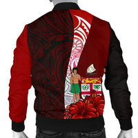 Fiji Polynesian Custom Personalised Men's Bomber Jacket - Coat Of Arm With Hibiscus - Polynesian Pride