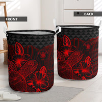 Niue Laundry Basket - Polynesian Turtle Hibiscus Red - Polynesian Pride