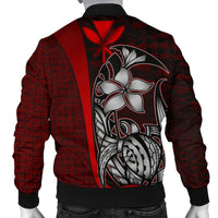 Polynesian Hawaii Men Bomber Jacket Red - Turtle with Hook - Polynesian Pride