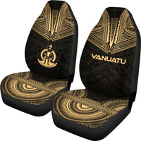 Vanuatu Car Seat Cover - Vanuatu Coat Of Arms Polynesian Chief Tattoo Gold Version - Polynesian Pride