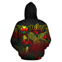 Wallis nd Futuna Polynesian Hoodie Turtle Hibiscus Reggae - Polynesian Pride