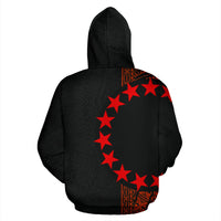 Cook Islands Polynesian Custom Zip up Hoodie Line Red - Polynesian Pride
