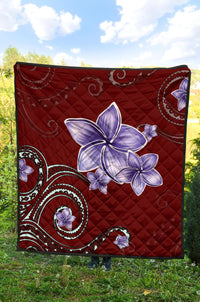 Plumeria Violet Polynesia Red Premium Quilt - Polynesian Pride