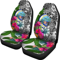 Federated States of Micronesia Car Seat Covers White - Turtle Plumeria Banana Leaf - Polynesian Pride