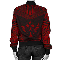 Kosrae Polynesian Chief Women'S Bomber Jacket - Red Version - Polynesian Pride