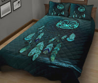 Marquesas Islands Polynesian Quilt Bed Set Dreamcatcher Blue - Polynesian Pride