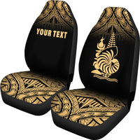 New Caledonia Custom Personalised Car Seat Covers - New Caledonia Coat Of Arms Polynesian Fog Gold - Polynesian Pride