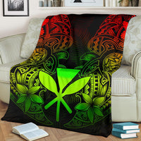 Polynesian Hawaii (Kanaka Maoli) Premium Blanket - Reggae Turtle Homeland - Polynesian Pride