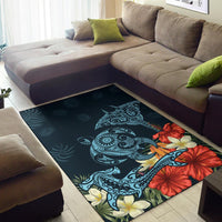 Hawaii Turtle Shark Manta Ray Hibiscus Plumeria Rug - Polynesian Pride