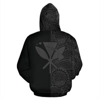 Hawaii Kanaka Polynesian Zip up Hoodie The Half Grey - Polynesian Pride