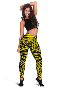 Polynesian Tatau Yellow Hawaii Women's Legging AH - Polynesian Pride