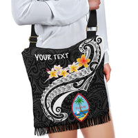 Guam Personalised Boho Handbag - Guam Seal Polynesian Patterns Plumeria (Black) - Polynesian Pride