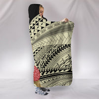 Hawaii Polynesian Hula Girl Wearing Plumeria Hooded Blanket - Polynesian Pride