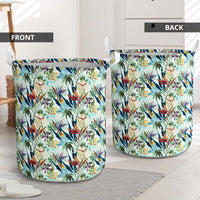 Hawaii Seamless Tropical Flower Plant And Leaf Hawaii Laundry Basket - Polynesian Pride