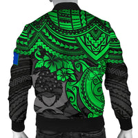 Pohnpei Polynesian Bomber Jacket (Men) - Polynesian Green Turtle - Polynesian Pride