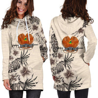 Papua New Guinea Hoodie Dress - Papua New Guinea Coat Of Arms & Beige Hibiscus - Polynesian Pride