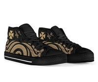 Wallis and Futuna High Top Canvas Shoes - Gold Tentacle Turtle - Polynesian Pride