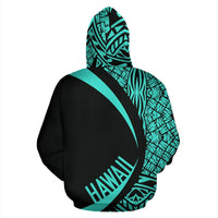 Polynesian Kanaka Maoli Map of Hawaii Zip Hoodie Turquoise Circle Style - Polynesian Pride