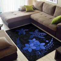 Hawaii Polynesian Turtle Plumeria Rug - Pog Style Blue - Polynesian Pride