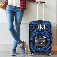 Fiji Luggage Covers - Fiji Seal With Polynesian Tattoo Style (Blue) Blue - Polynesian Pride