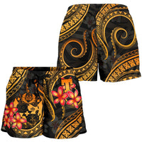 Tonga Polynesian Women Shorts - Gold Plumeria - Polynesian Pride