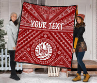 Tahiti Personalised Premium Quilt - Tahiti Seal In Polynesian Tattoo Style (Red) - Polynesian Pride
