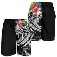 Tonga Polynesian Men's Shorts - Summer Plumeria (Black) - Polynesian Pride