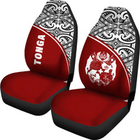 Tonga Car Seat Covers - Tonga Coat Of Arms Polynesian Tattoo Red Curve - Polynesian Pride