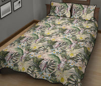Tropical Jungle Parrots And Flamingos Quilt Bed Set - Polynesian Pride