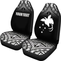 Papua New Guinea Custom Personalised Car Seat Covers - Papua New Guinea FLag Polynesian Tattoo Fog Black - Polynesian Pride