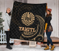 Tahiti Polynesian Premium Quilt - Gold Tribal Wave - Polynesian Pride