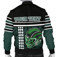 Personalised - Hawaii Kakau Polynesian Warrior Football Men's Bomber Jacket - Rainbow Style - Polynesian Pride