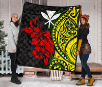 Hawaii Premium Quilt - Kanaka Maoli Hibiscus Flowers - Polynesian Pride